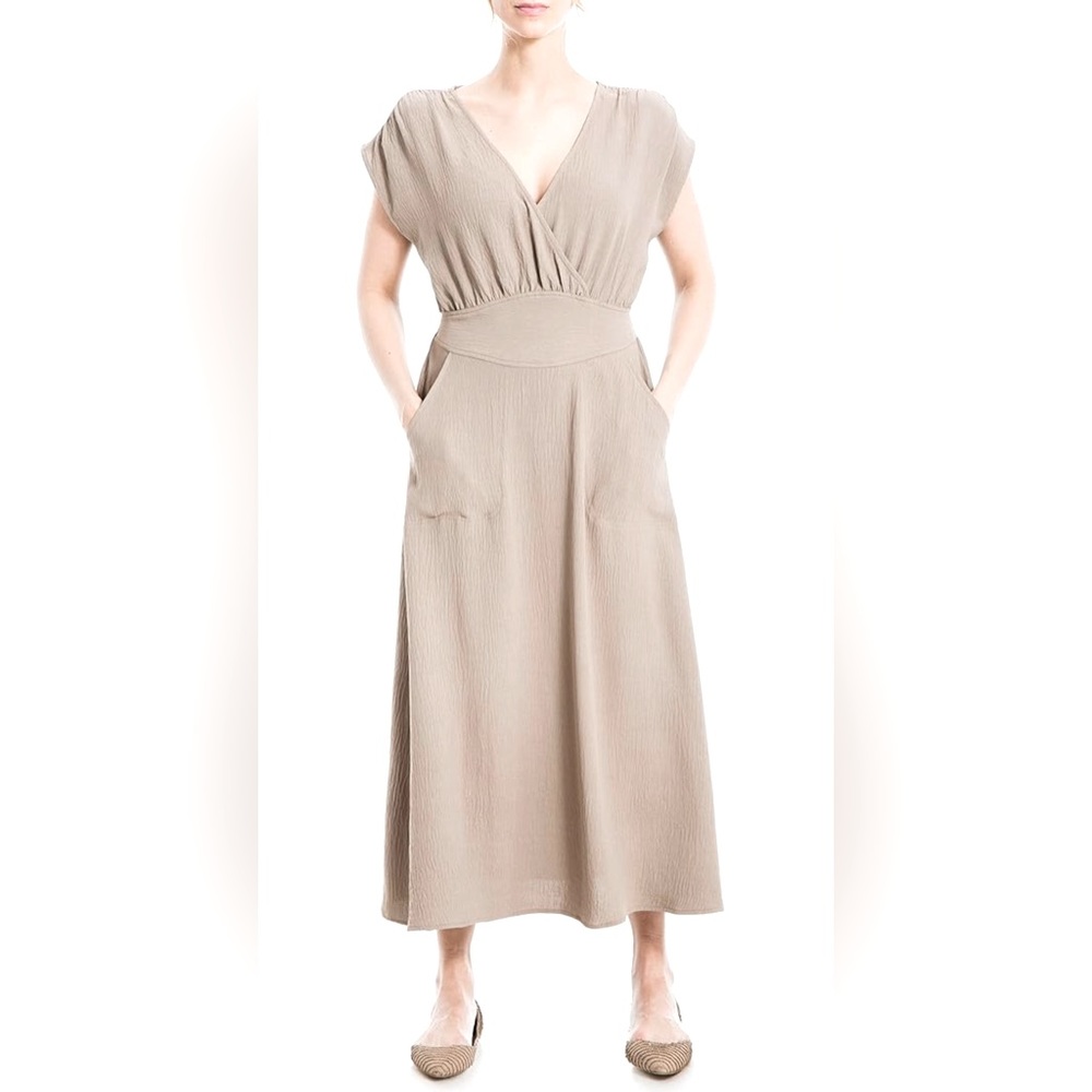 Max Studio Women's Cap Sleeve Pocket Midi Dress
